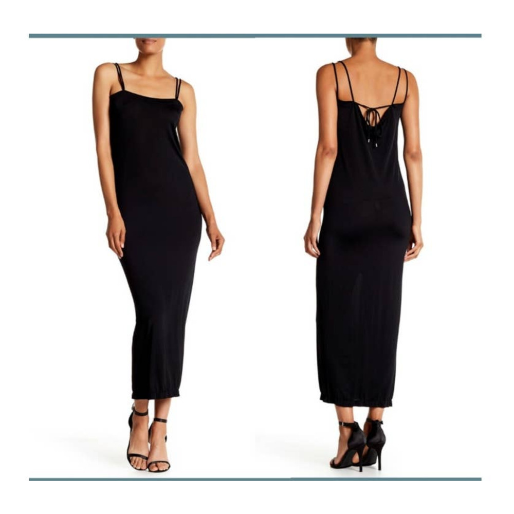 Wolford Women's Black Shiny Viscose‎ Square Neck Strappy Maxi Tube Dress. Size S